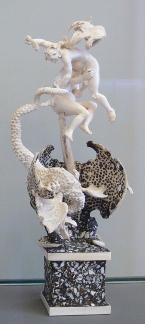 Ivory sculpture. Dragon fight. About 1620.